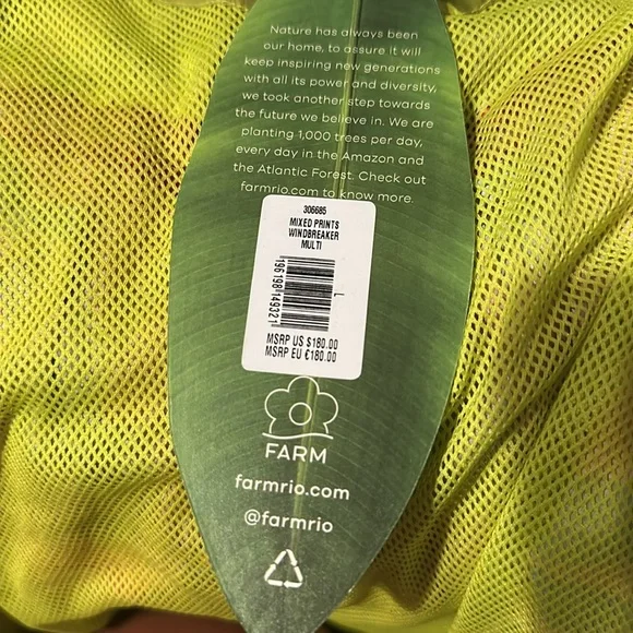 NWT Farm Rio Neon Floral Windbreaker Jacket multi colored - Picture 8 of 8